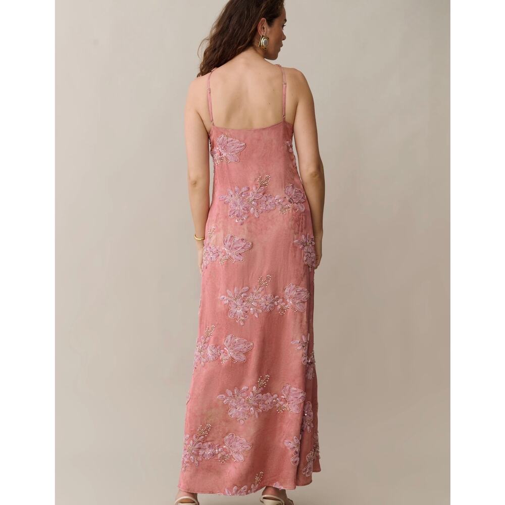 New $397 O.P.T Kayda Dress beaded floral Calida sz 4 - Picture 3 of 8